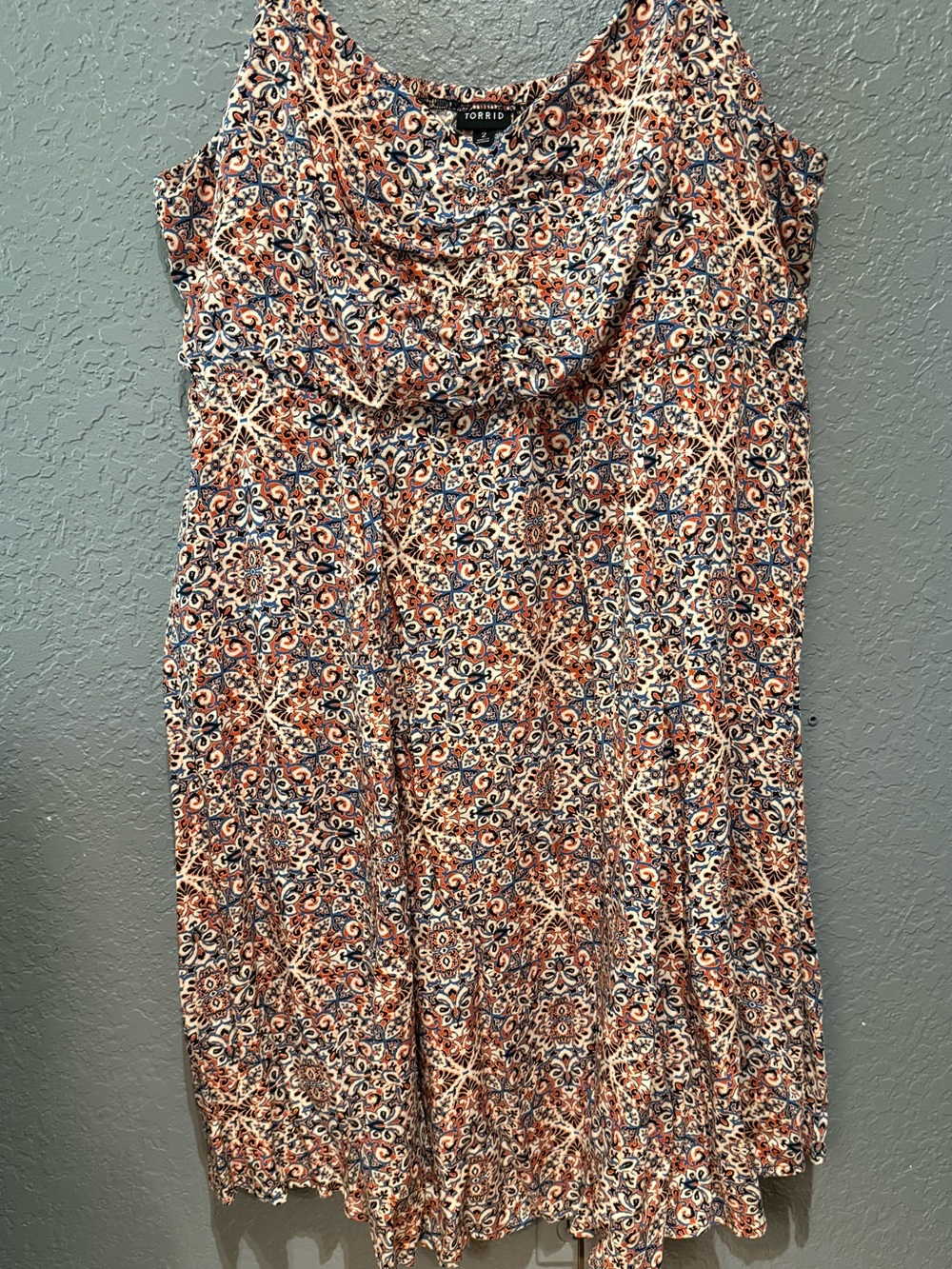 torrid 2X Like new Rust and Navy Mosaic Print mini Dress - Picture 3 of 7